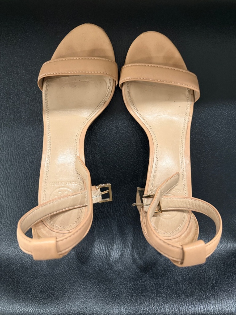Tory Burch Beige Ankle-Strap Heeled Sandals